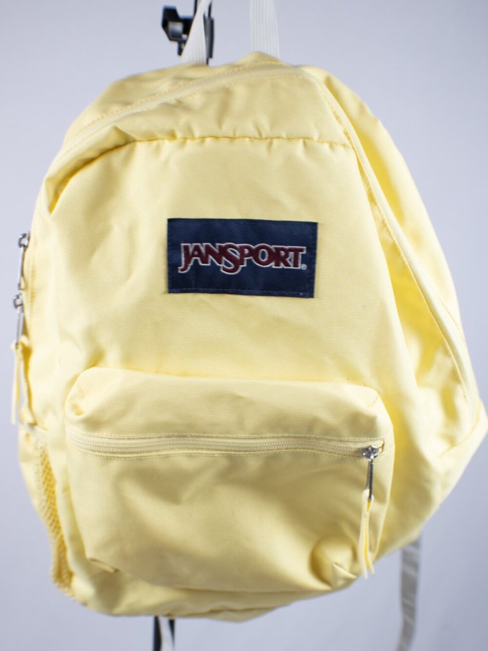 JanSport Cross Town Backpack Pastel Yellow School Bookbag Mesh Pocket Good